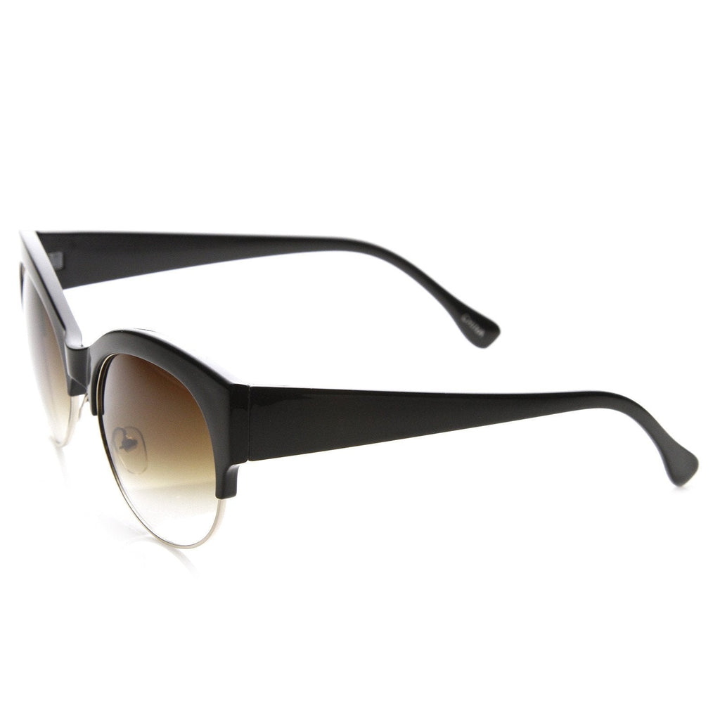 Womens Oval Cat Eye Half Frame Designer Sunglasses 9116