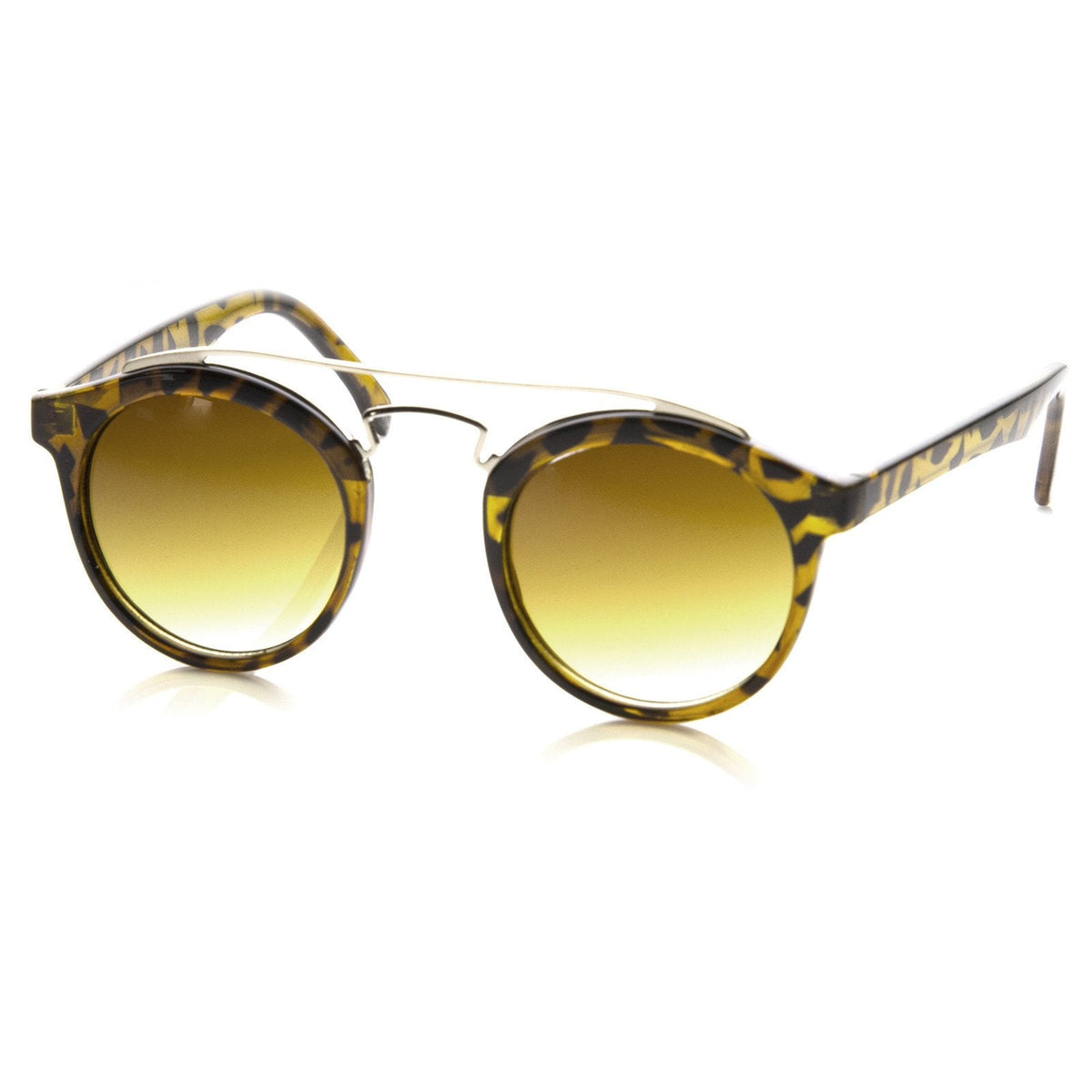 Retro Dapper Cross Bar P3 Round Aviator Sunglasses 8700