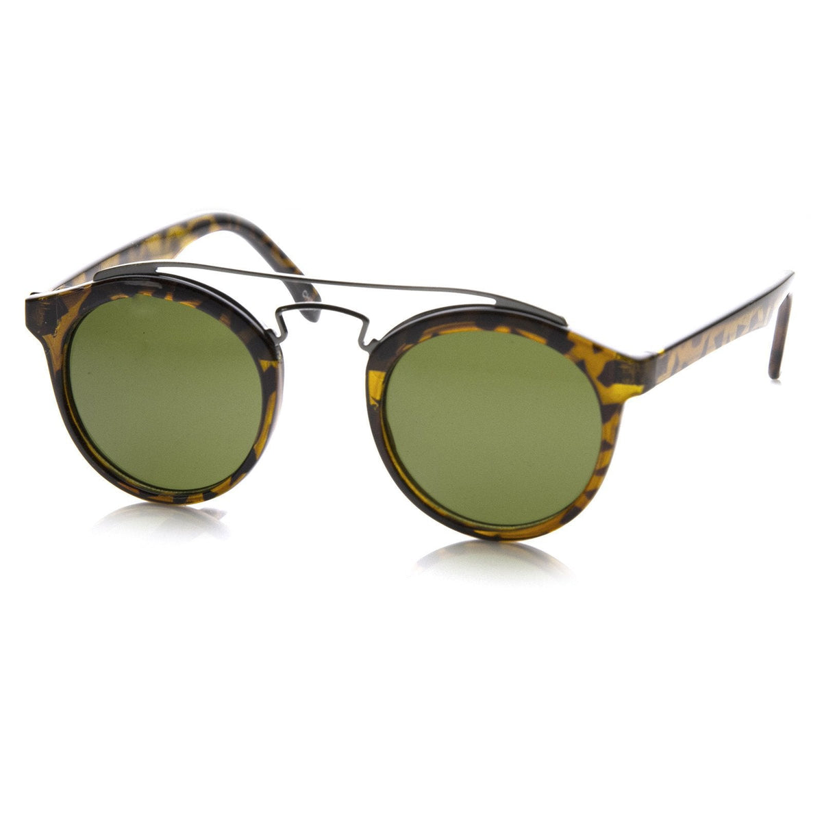 Retro Dapper Cross Bar P3 Round Aviator Sunglasses 8700