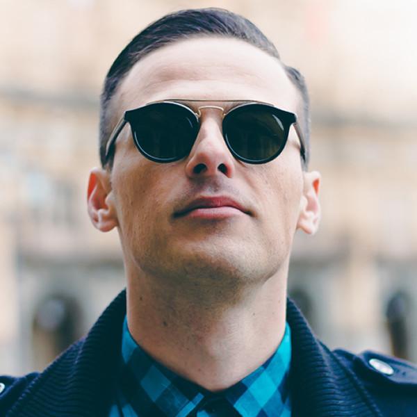 Retro Dapper Cross Bar P3 Round Aviator Sunglasses 8700