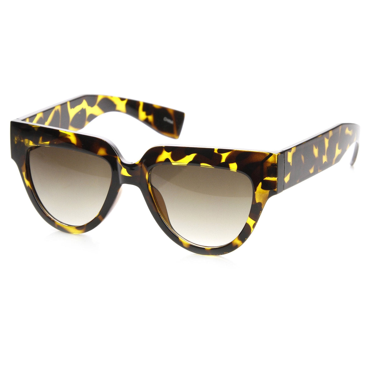Womens Retro Bold Frame Flat Top Hipster Sunglasses 9227