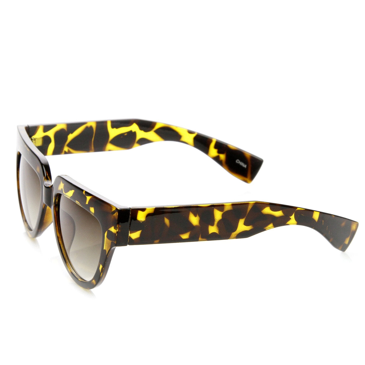 Womens Retro Bold Frame Flat Top Hipster Sunglasses 9227