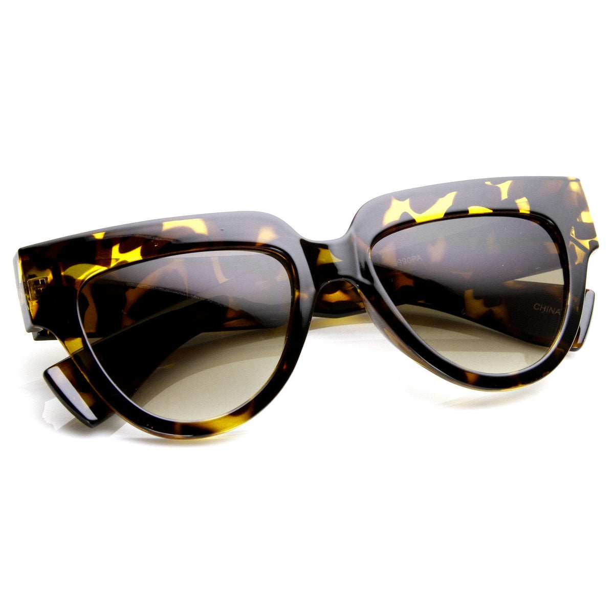 Womens Retro Bold Frame Flat Top Hipster Sunglasses 9227