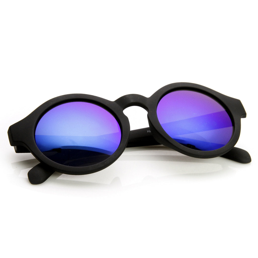 Retro Flash Mirrored Lens Keyhole Round Sunglasses 9312