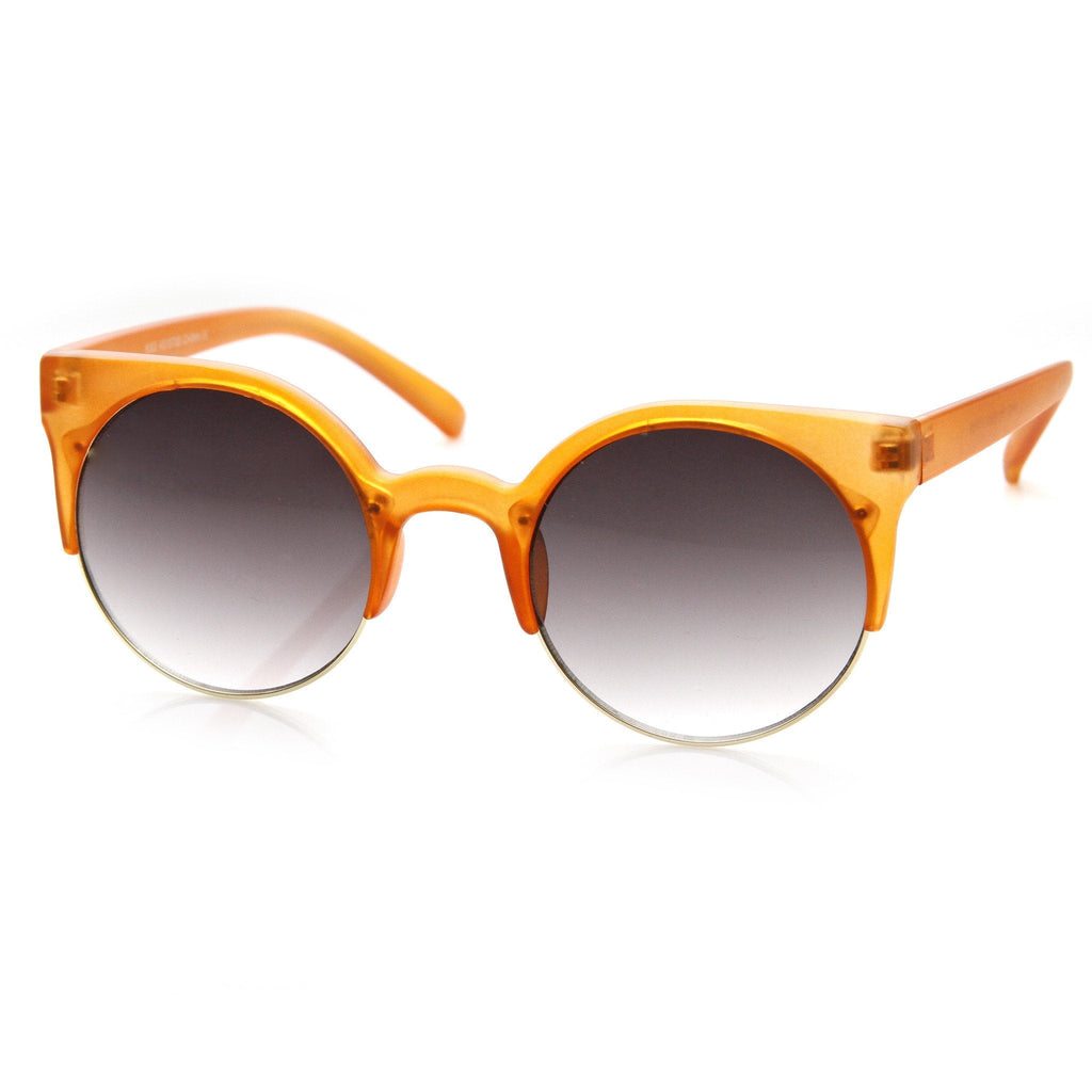 Super Round Half Frame Cat Eye Indie Sunglasses 8524
