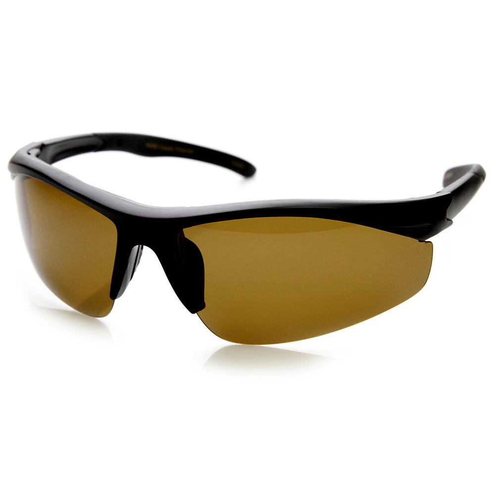 Mens Hard Coated Performance Half Frame Sports Wrap Around Sunglasses 9273