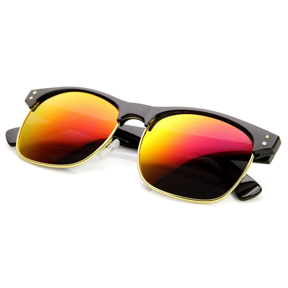 Retro Half Frame Horned Rim Flash Revo Lens Sunglasses 9313