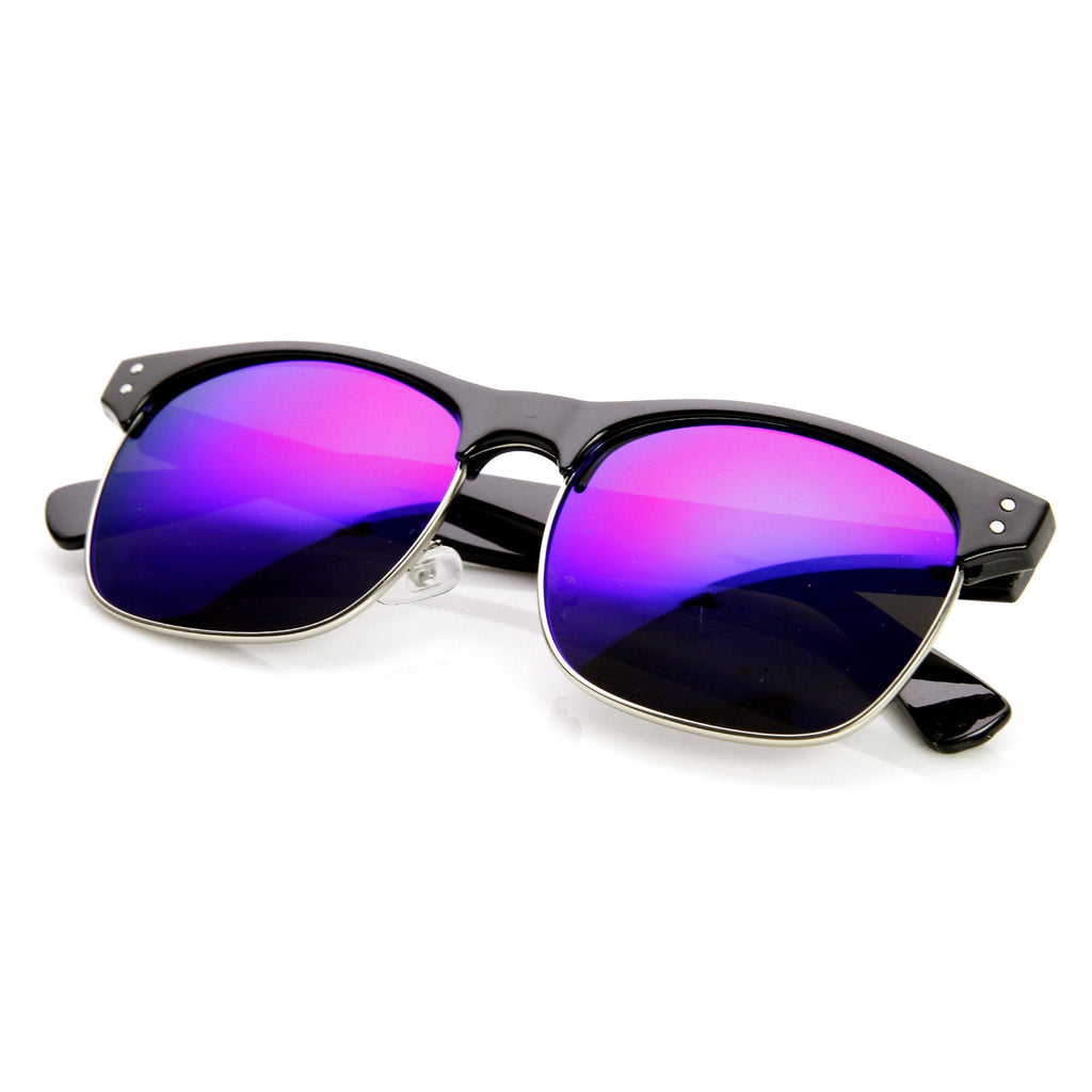 Retro Half Frame Horned Rim Flash Revo Lens Sunglasses 9313