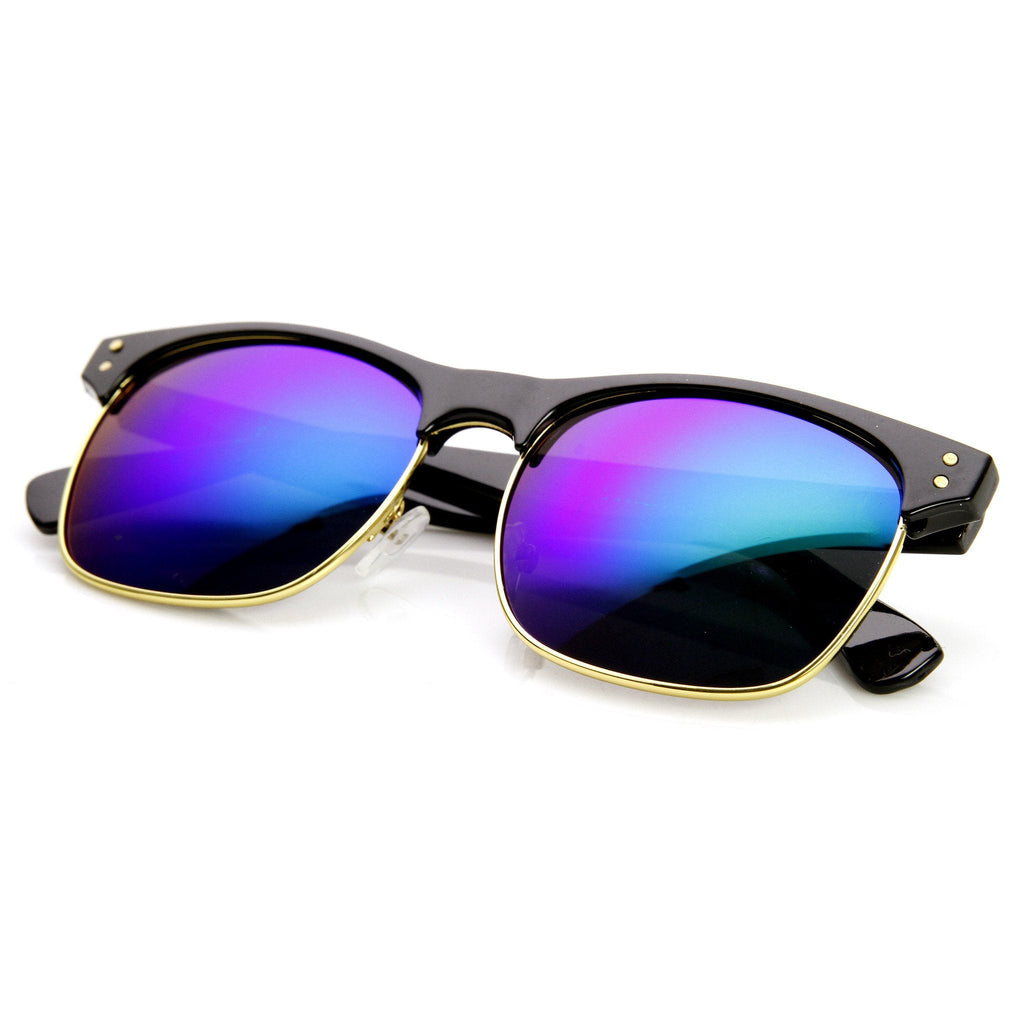 Retro Half Frame Horned Rim Flash Revo Lens Sunglasses 9313