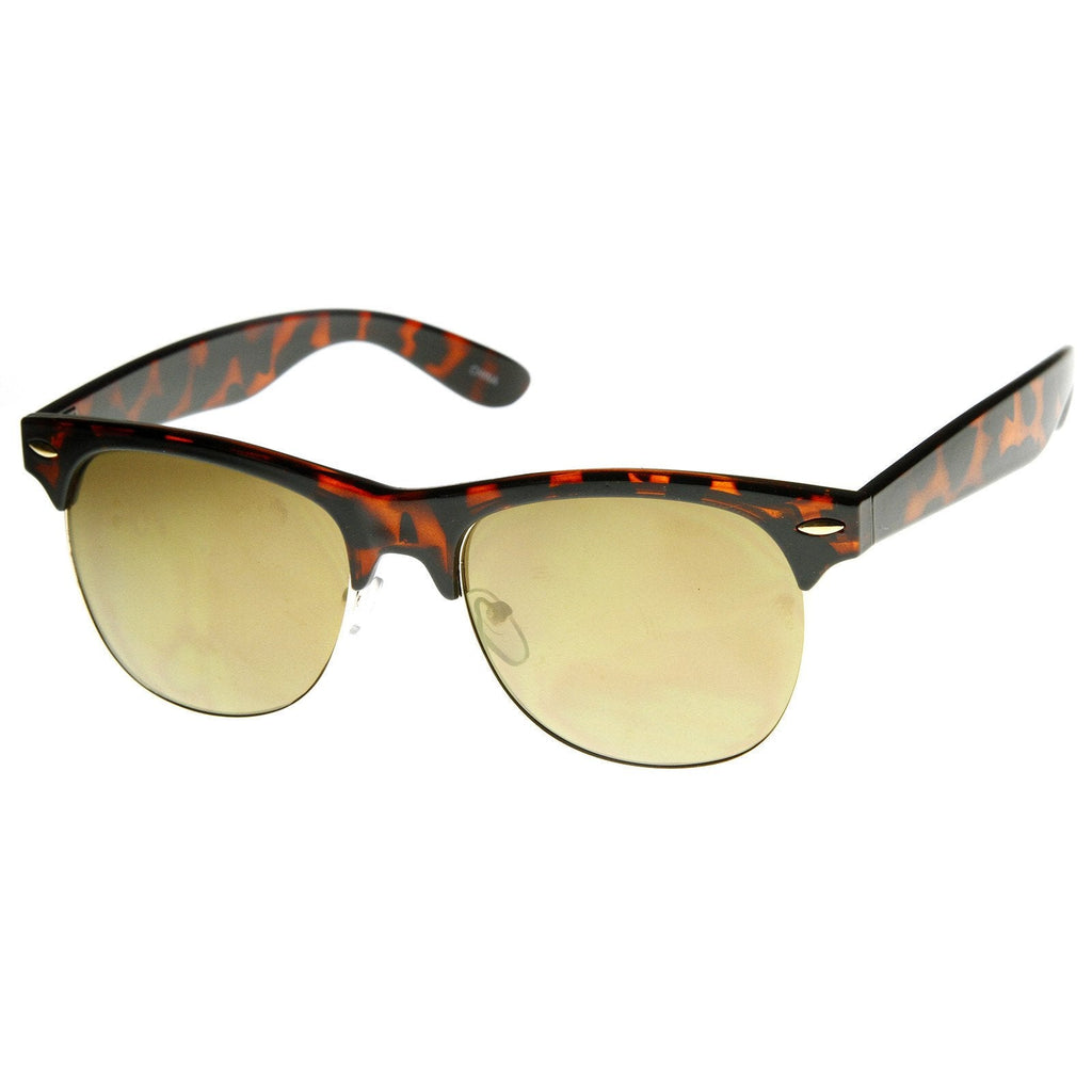 New Flash Mirrored Lens Horned Rim Half Frame Sunglasses 8927