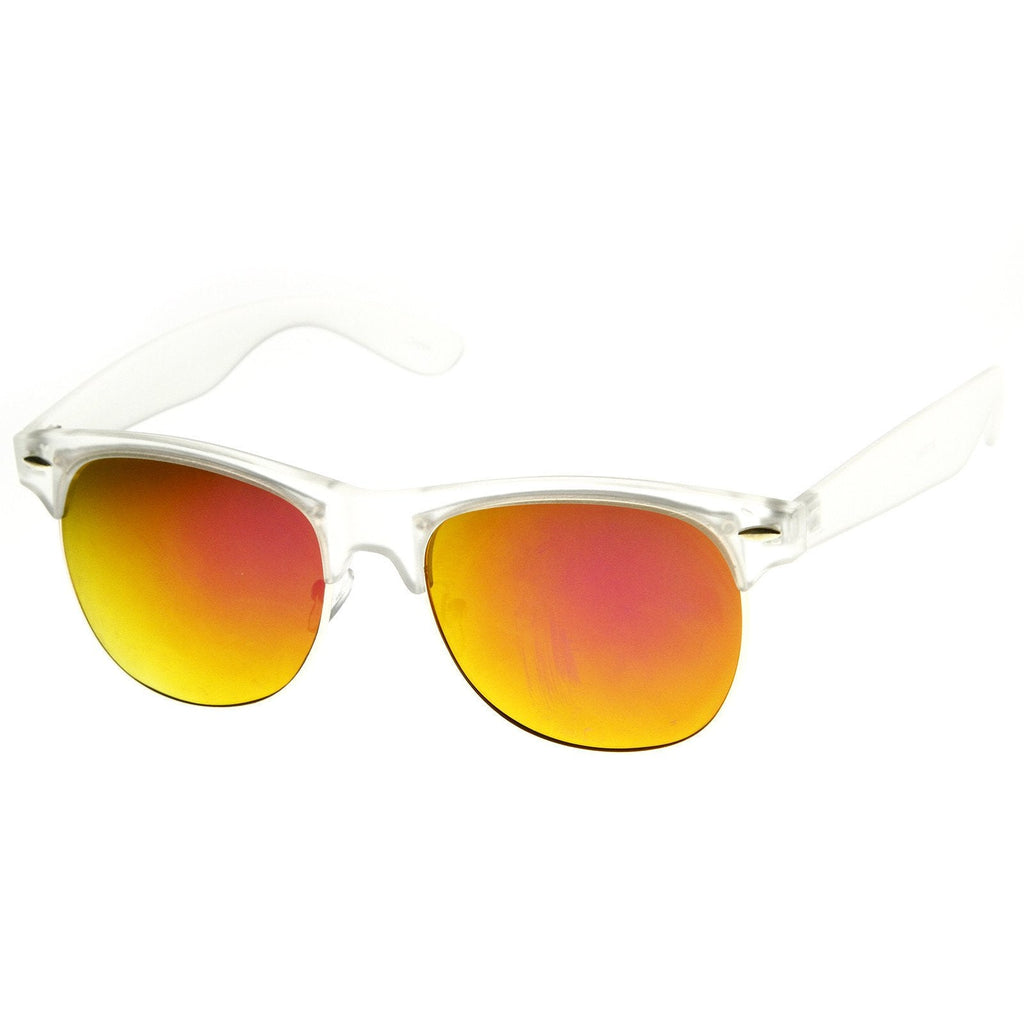 New Flash Mirrored Lens Horned Rim Half Frame Sunglasses 8927