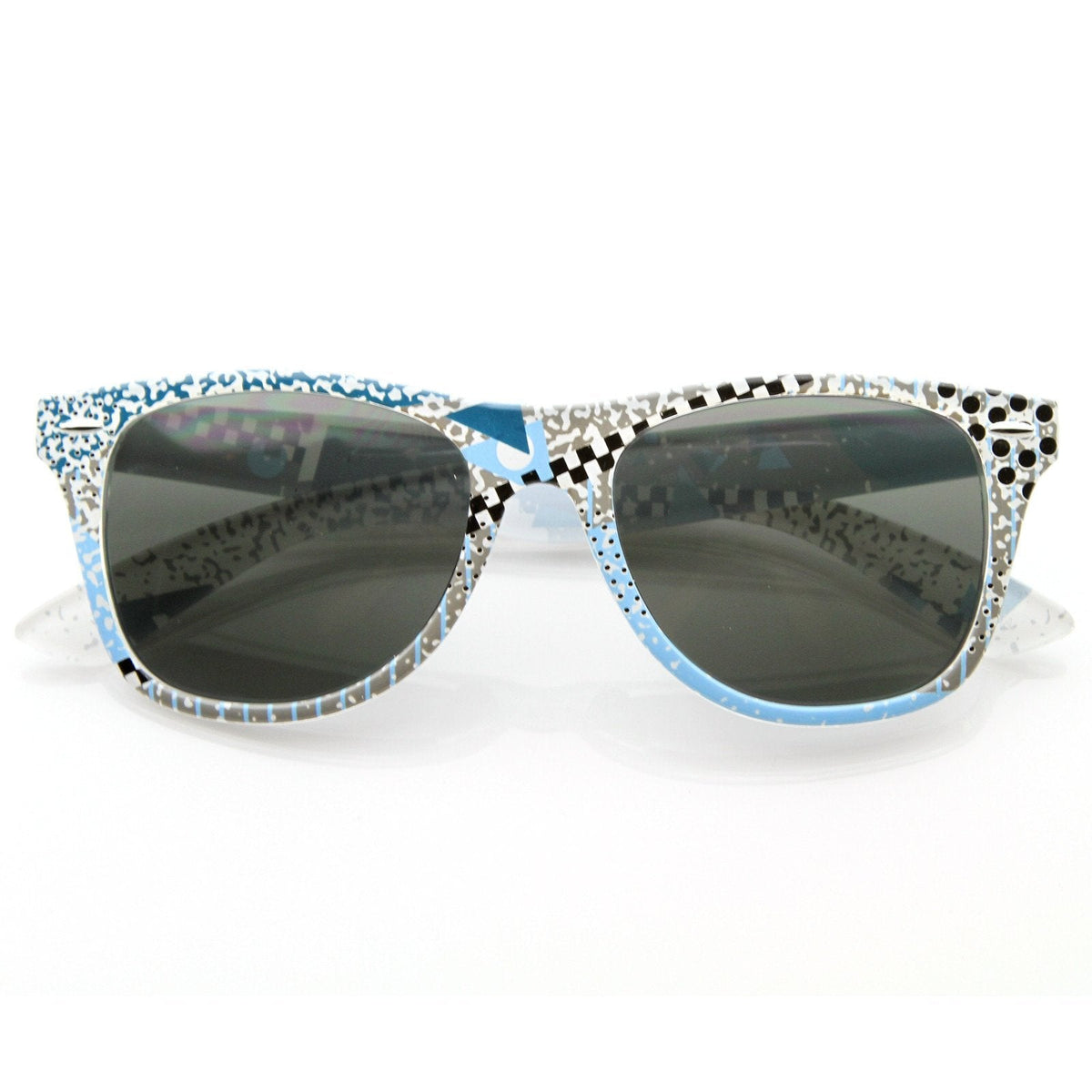 Totally Rad Awesome 80's Graffiti Print Horned Rim Sunglasses 8547
