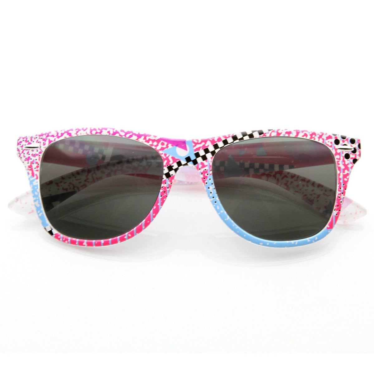 Totally Rad Awesome 80's Graffiti Print Horned Rim Sunglasses 8547