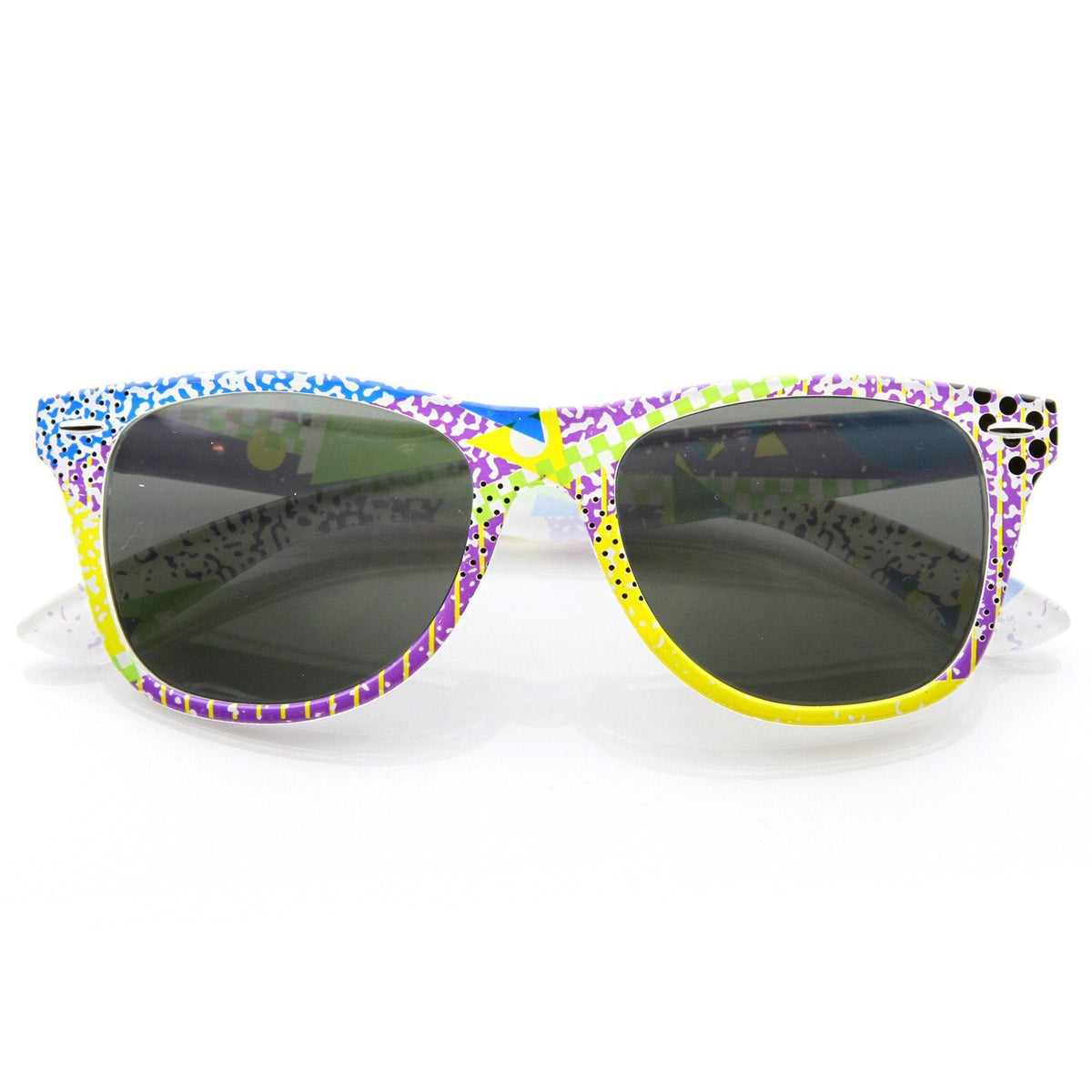 Totally Rad Awesome 80's Graffiti Print Horned Rim Sunglasses 8547