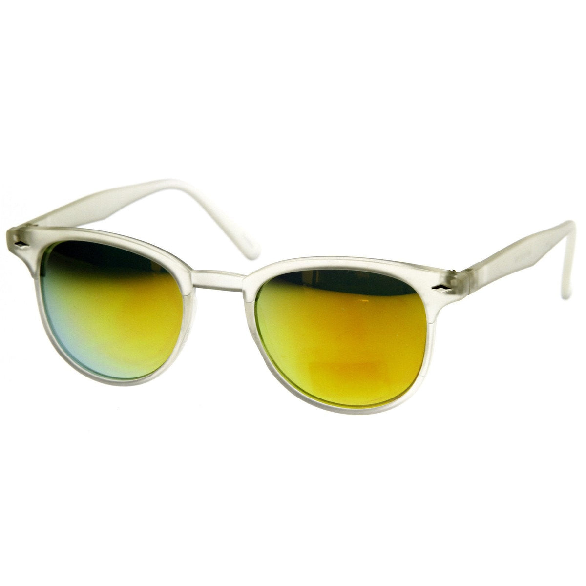 Retro P3 Horned Rim Frame Mirrored Lens Sunglasses 8829