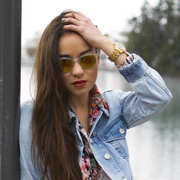 Retro P3 Horned Rim Frame Mirrored Lens Sunglasses 8829