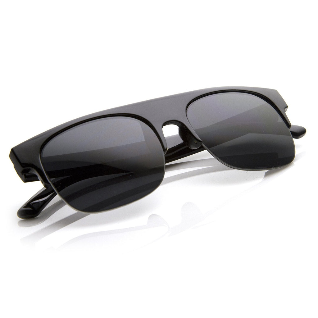 Retro Modern Super Flat Top Horned Rim Sunglasses 8694
