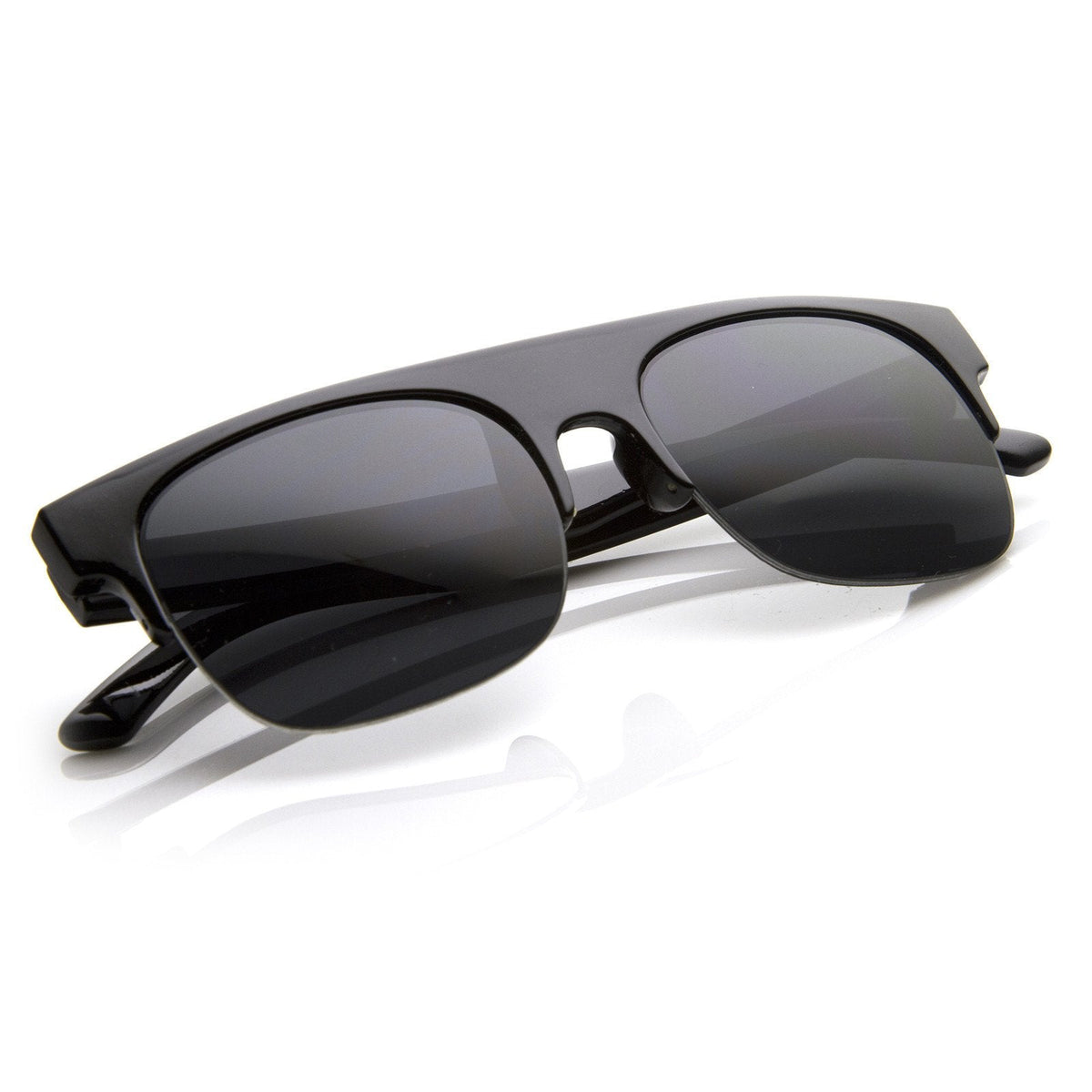 Retro Modern Super Flat Top Horned Rim Sunglasses 8694