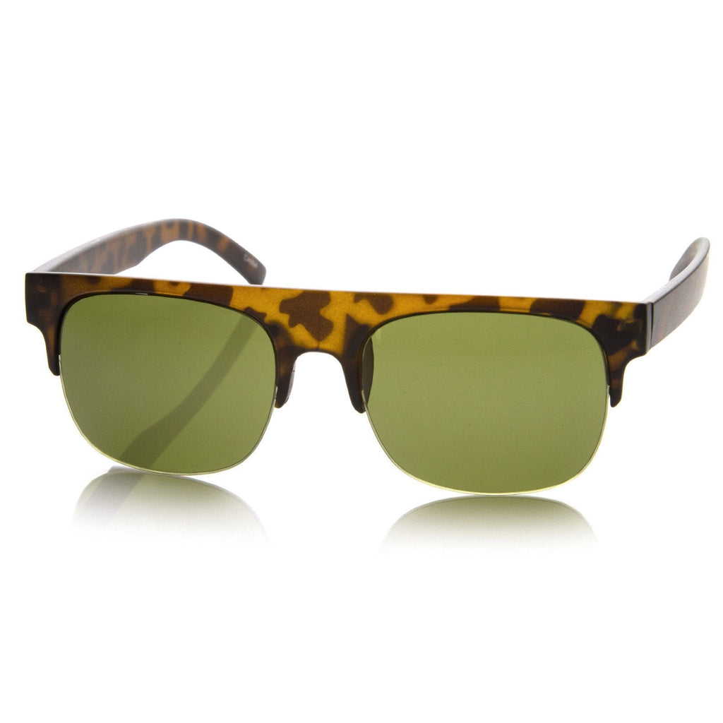 Retro Modern Super Flat Top Horned Rim Sunglasses 8694