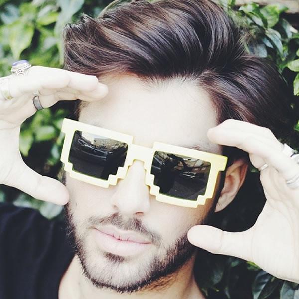 Retro Shiny Color Foil Pixelated 8-Bit Sunglasses 8808