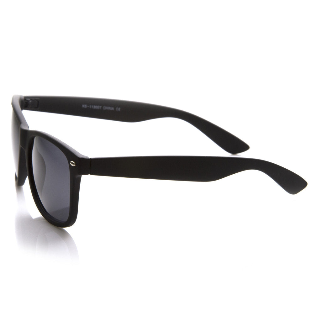 Retro Matte Flat Black Horned Rim Sunglasses 8698