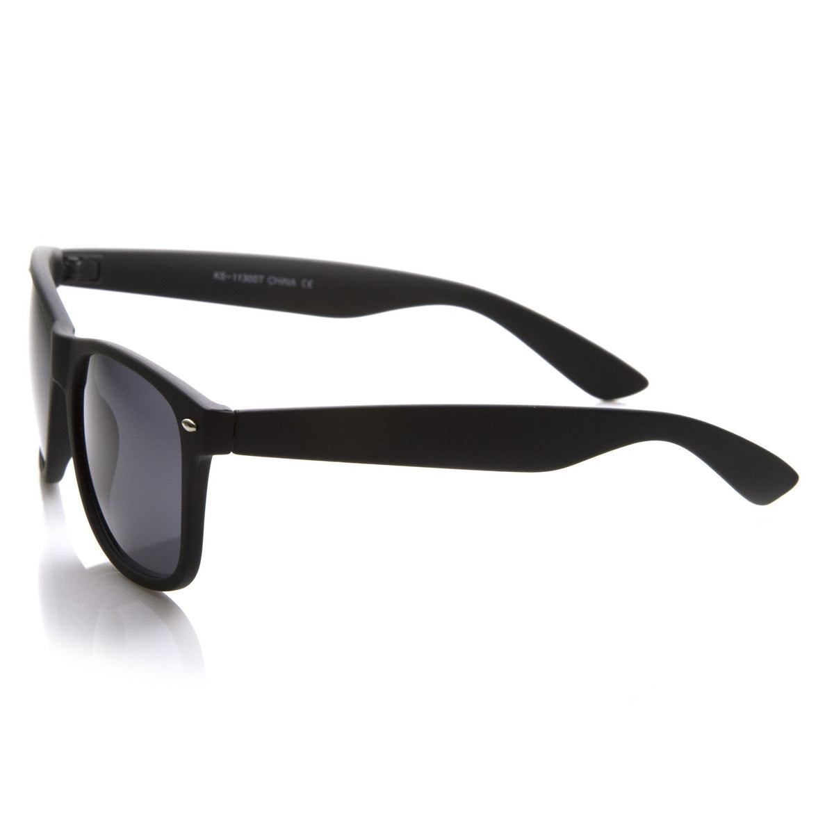Retro Matte Flat Black Horned Rim Sunglasses 8698
