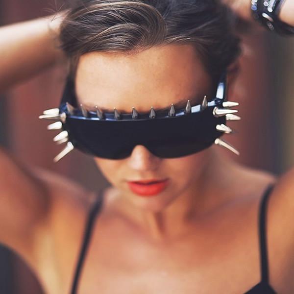 Ultra Punk Spiked Fashion Shield Sunglasses 8886
