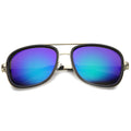 Square Side Cover Mirrored Lens Aviator Sunglasses 9896