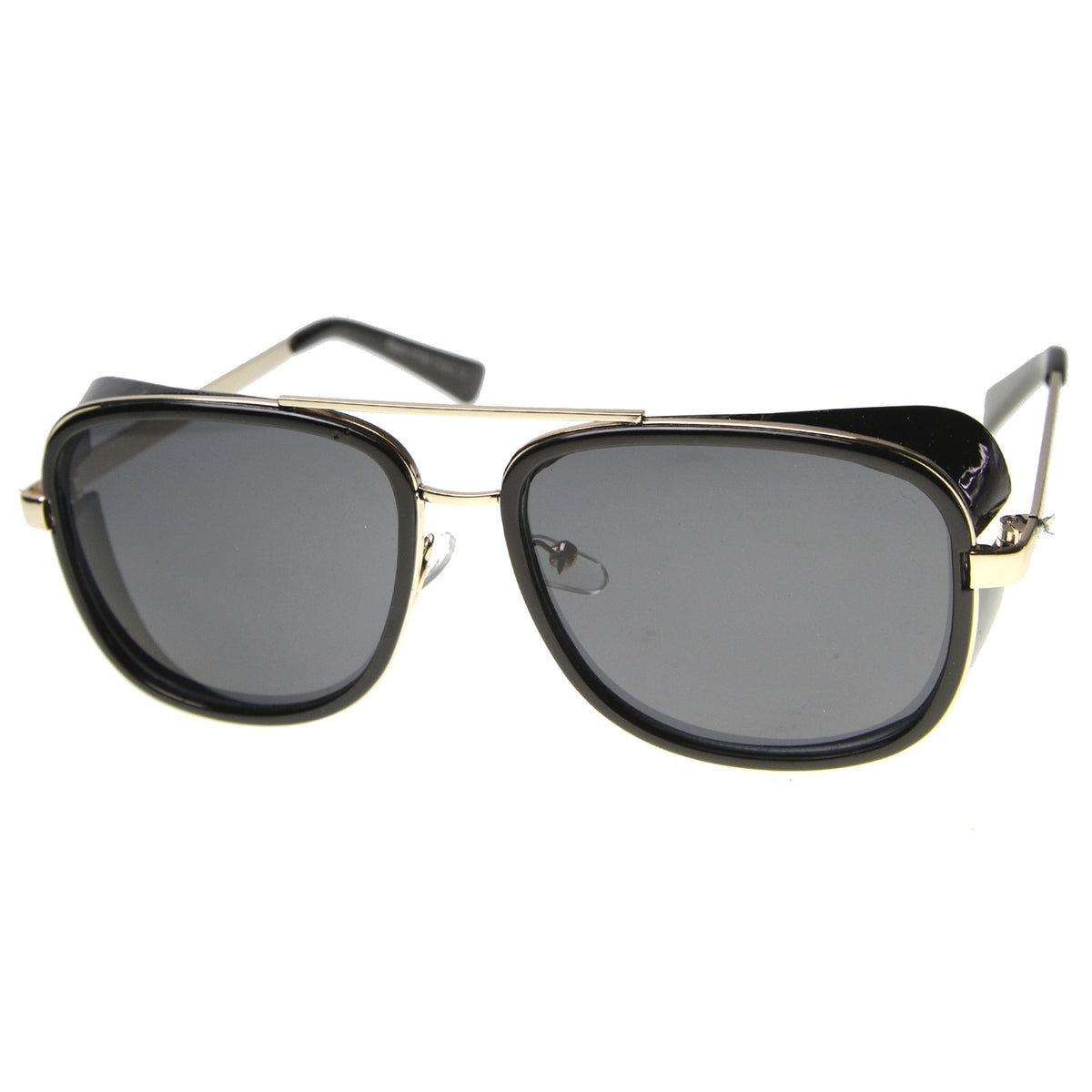 Square Side Cover Mirrored Lens Aviator Sunglasses 9896