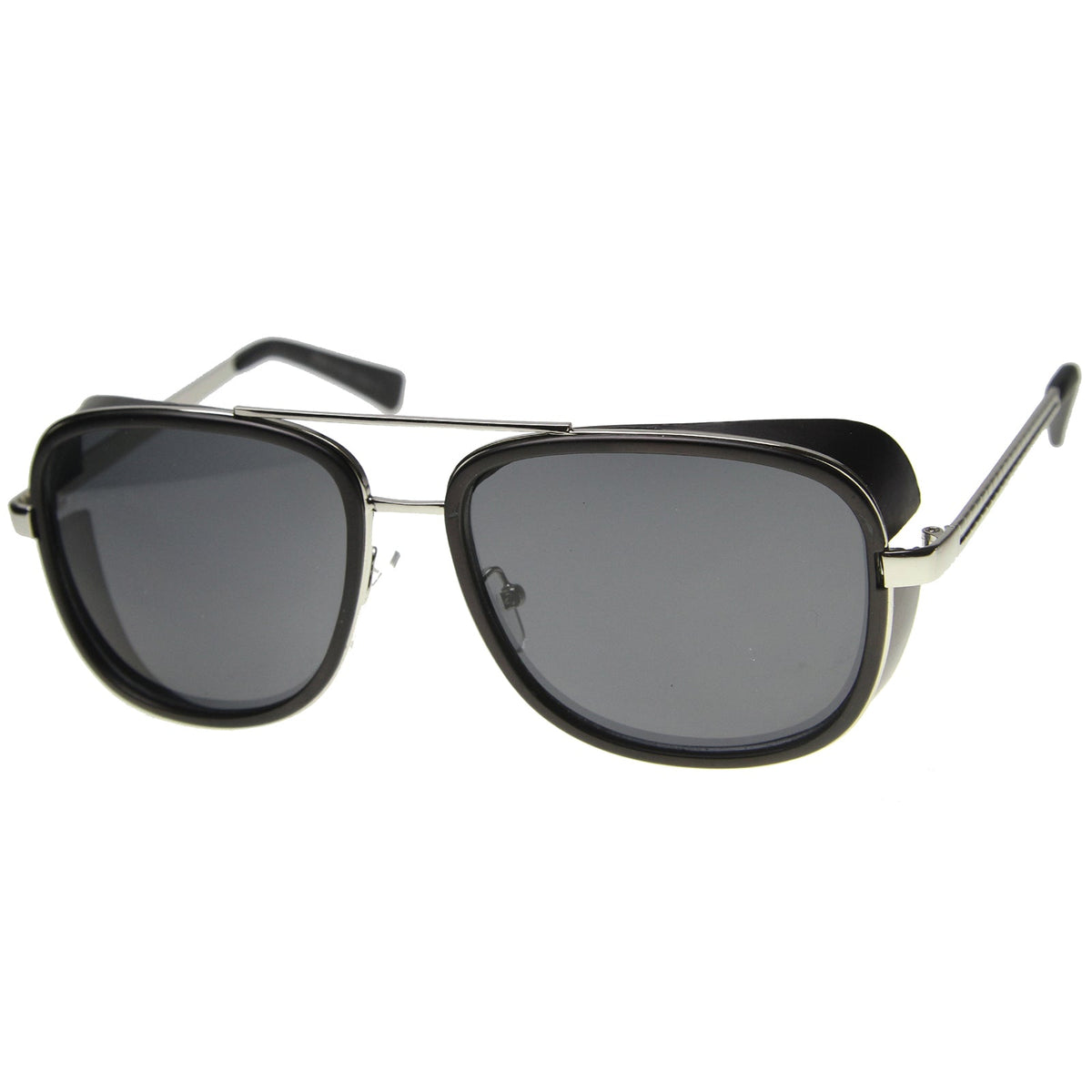 Square Side Cover Mirrored Lens Aviator Sunglasses 9896