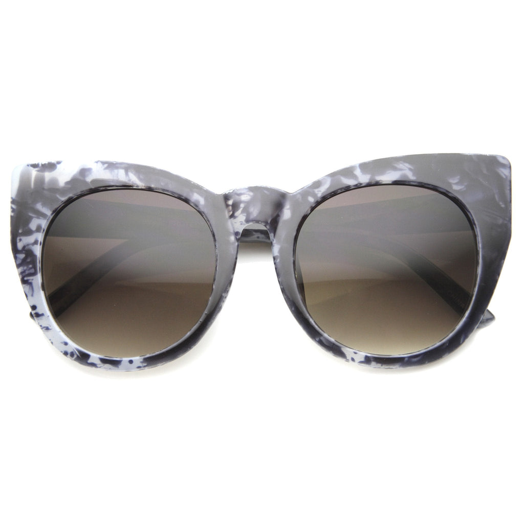Women's Oversize Cat Eye Marble Print Sunglasses 9973