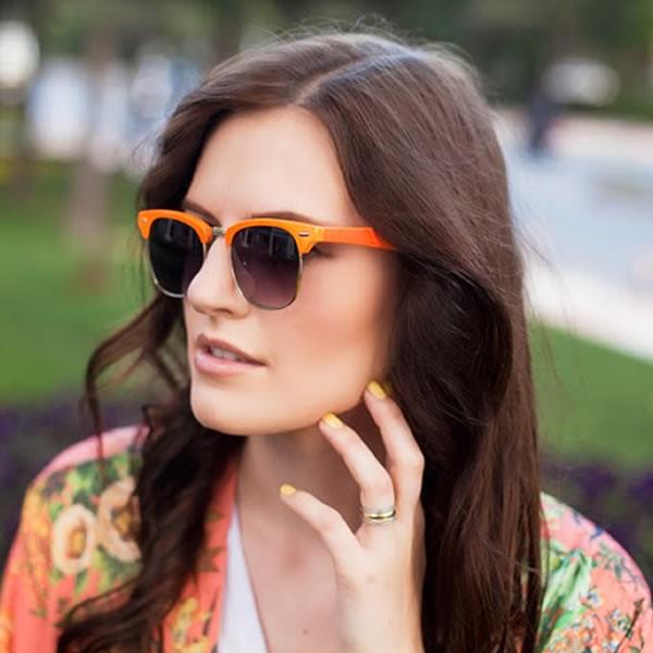 Retro Pastel Half Frame Horned Rim Sunglasses 9264