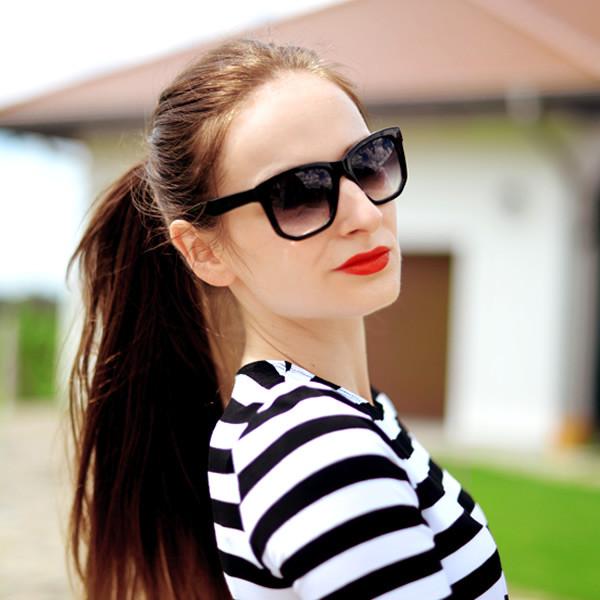 Trendy Thick Frame Fashion Edge Cut Horned Rim Sunglasses 8914
