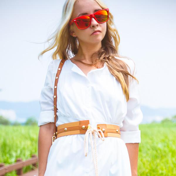 Retro Flash Mirrored Lens Horned Rim Sunglasses 8126