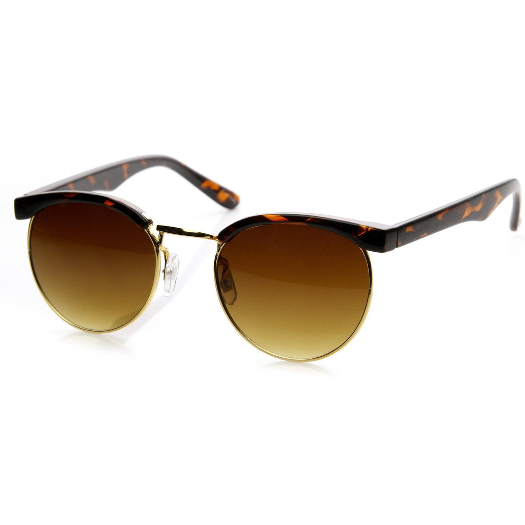 Dapper Vintage Fashion Round Half Frame Sunglasses 9165