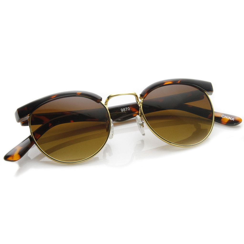 Dapper Vintage Fashion Round Half Frame Sunglasses 9165