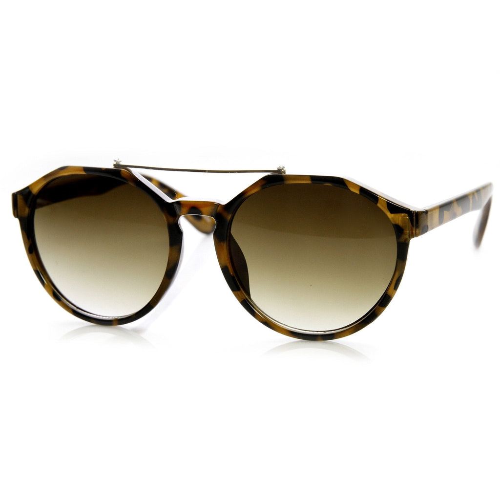 European Fashion Dapper Crossbar Keyhole P3 Rounded Sunglasses 9299