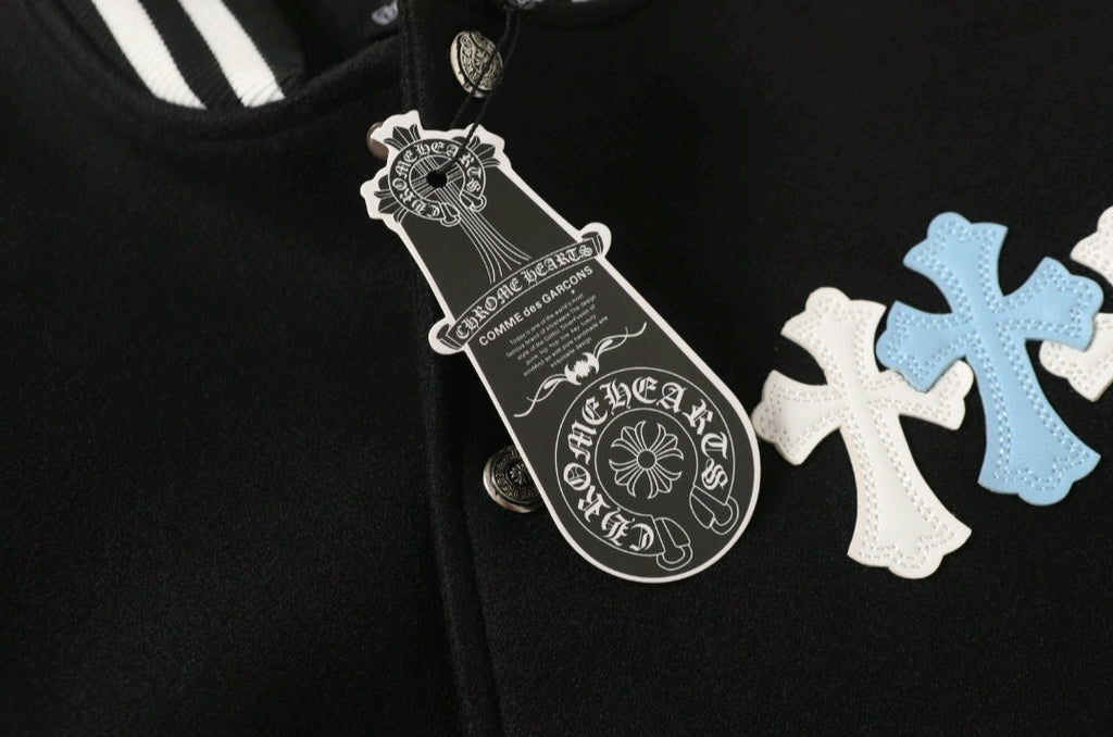 Chrome Hearts Black White Street Style Baseball Coat 0002