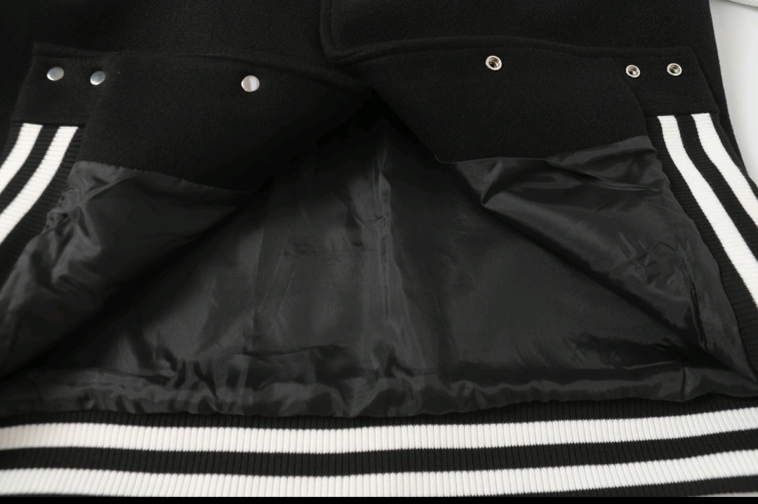 Chrome Hearts Black White Street Style Baseball Coat 0002