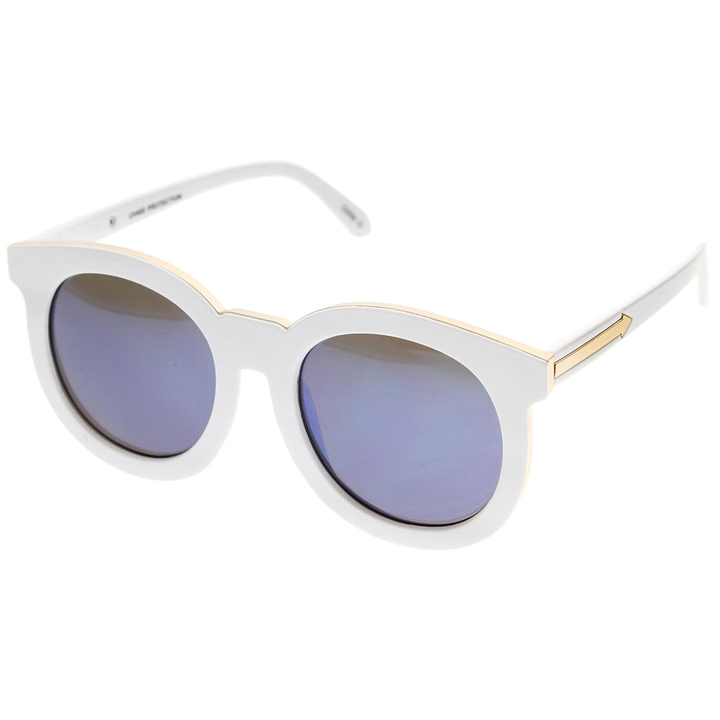 Women's Oversize Round Flat Lens Mirror Lens Sunglasses A137