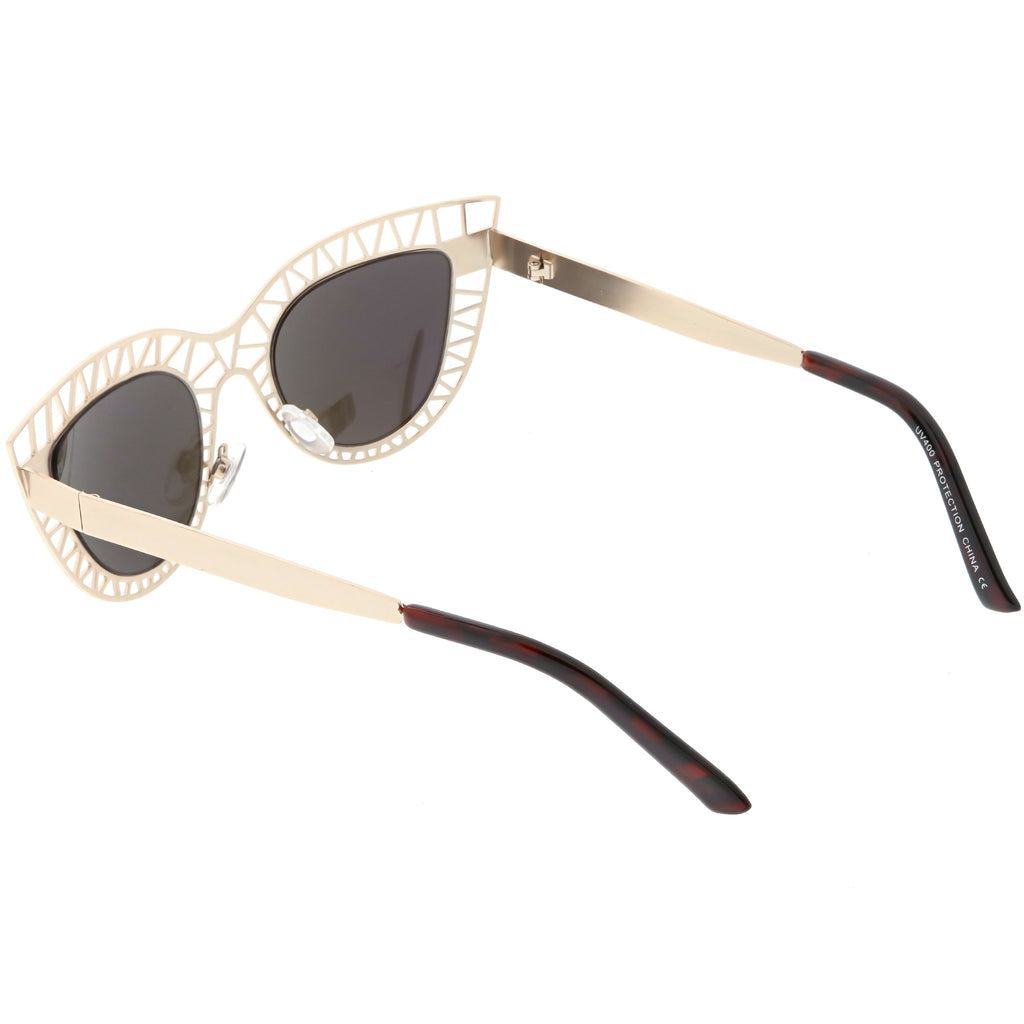 Modern Laser Mesh Cut Mirrored Lens Cat Eye Sunglasses A150