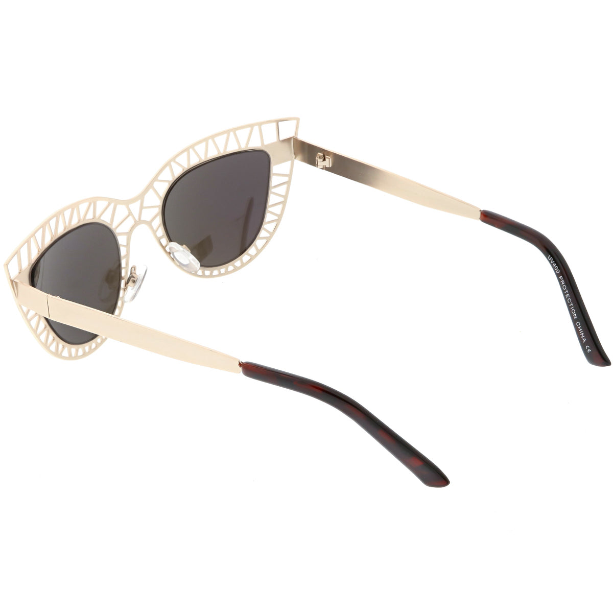 Modern Laser Mesh Cut Mirrored Lens Cat Eye Sunglasses A150