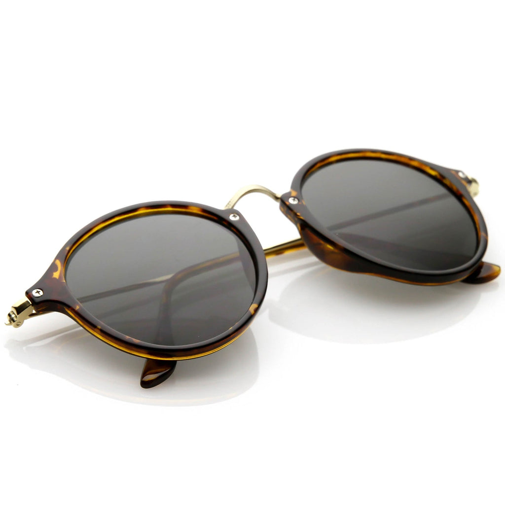 Vintage Dapper Horned Rim Round Sunglasses A195