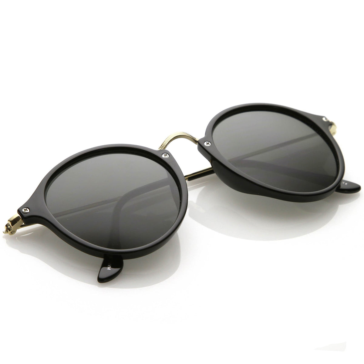 Vintage Dapper Horned Rim Round Sunglasses A195