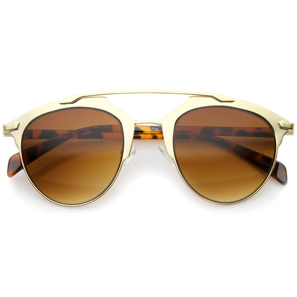 Modern Metallic Double Bridge Pantos Aviator Sunglasses A219