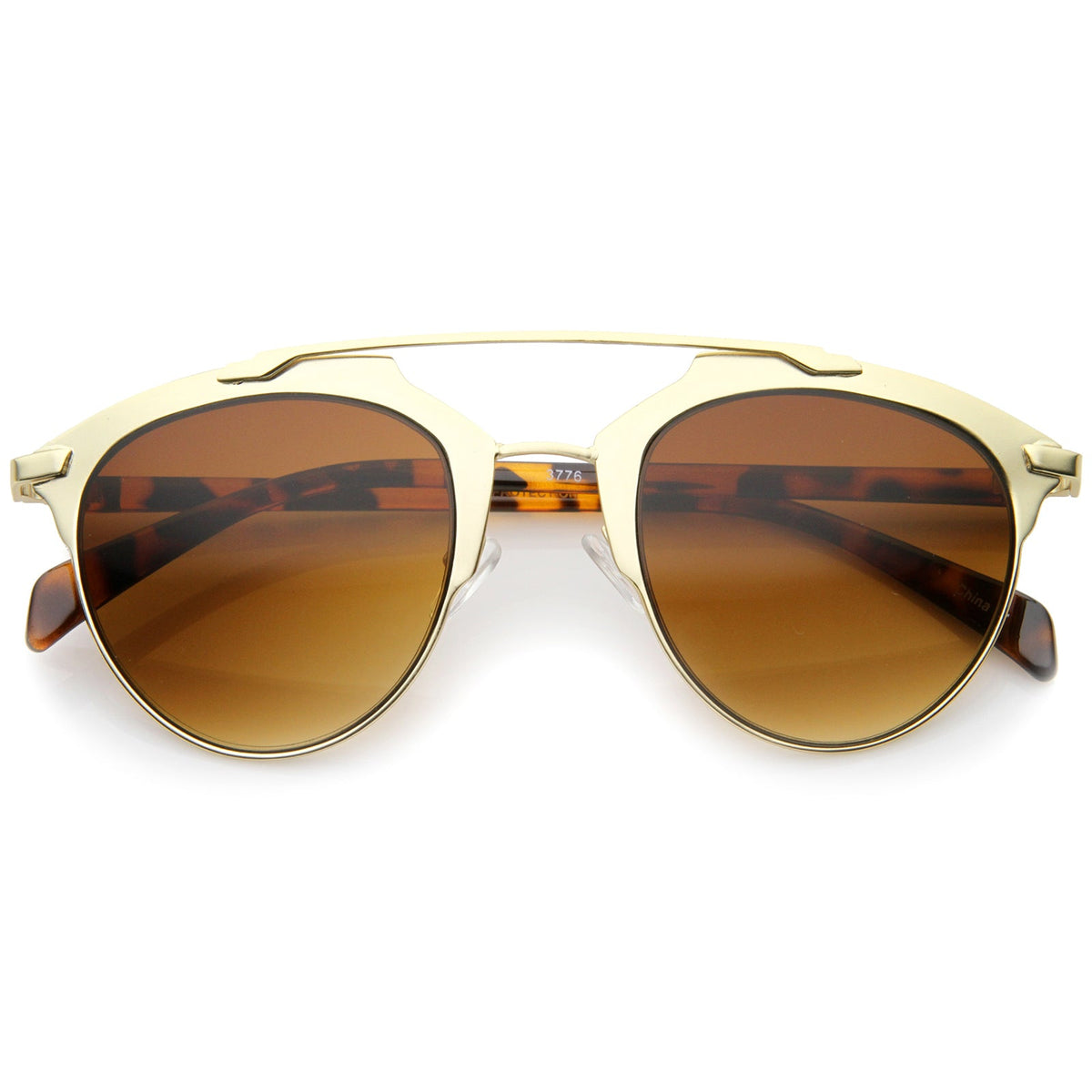 Modern Metallic Double Bridge Pantos Aviator Sunglasses A219
