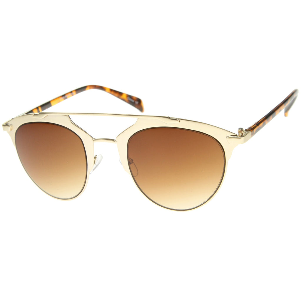 Modern Metallic Double Bridge Pantos Aviator Sunglasses A219
