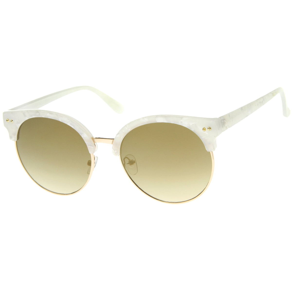 Oversize Half Frame Marble Moon Cut Mirror Lens Sunglasses A244