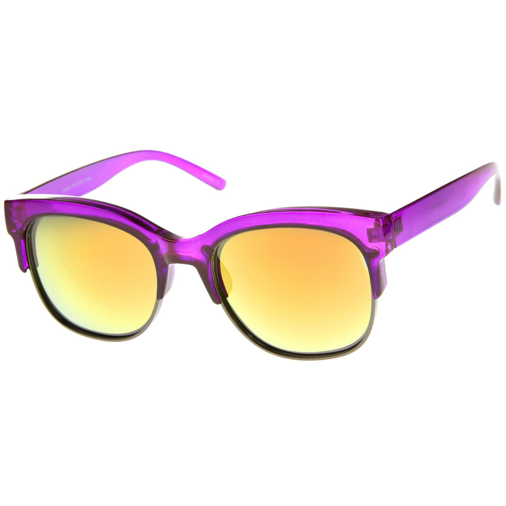 Translucent Colorful Half Frame Mirror Lens Sunglasses A249