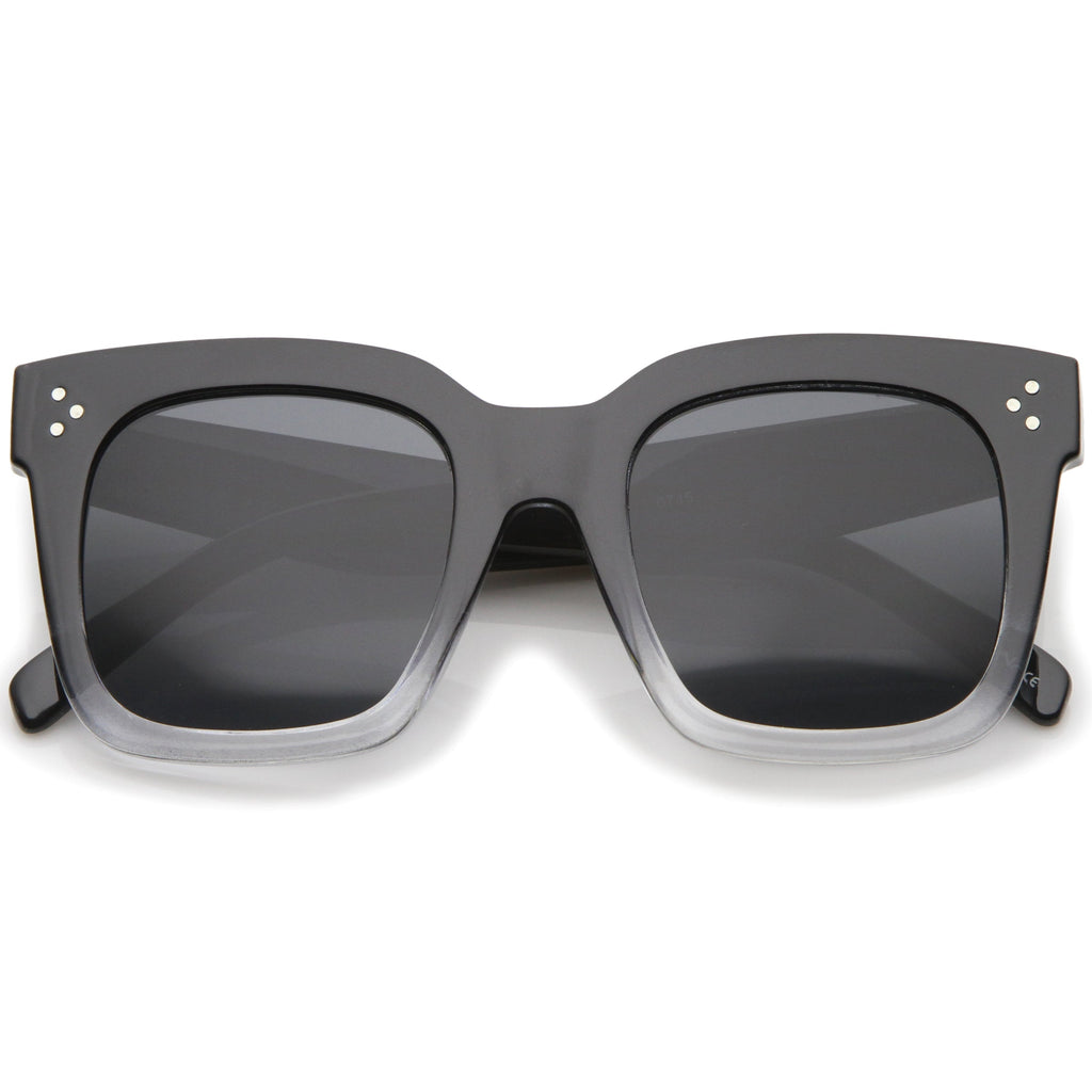 Bold Oversize Flat Mirror Lens Square Frame Horn Rimmed Sunglasses 50mm - A100